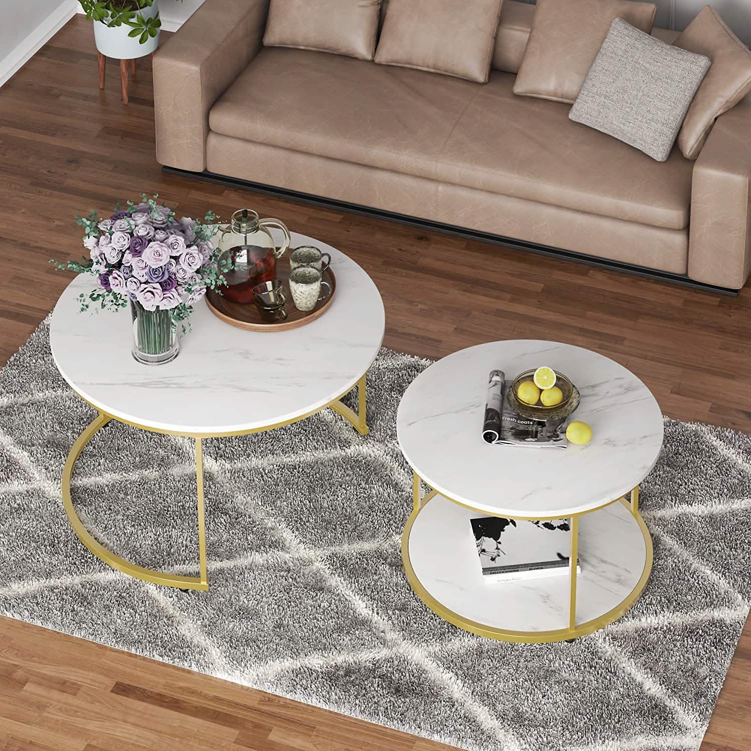 Set of 2: Modern Nesting Side Coffee Tables