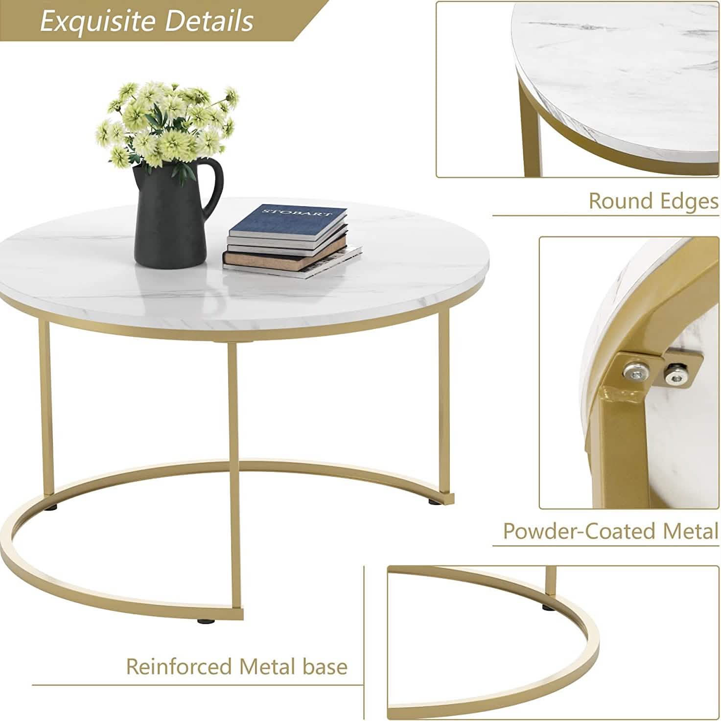 Set of 2: Modern Nesting Side Coffee Tables