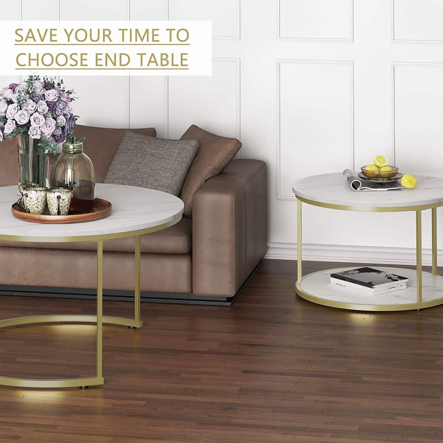 Set of 2: Modern Nesting Side Coffee Tables