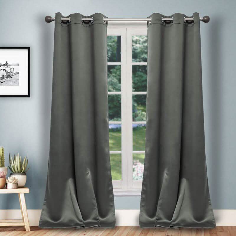 Set of 2: Solid Heavy Blackout Magnetic Window Curtain Pair Panel