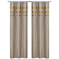 Set of 2: Velvet Metallic Stripe Border Blackout Window Curtain Pair Panel