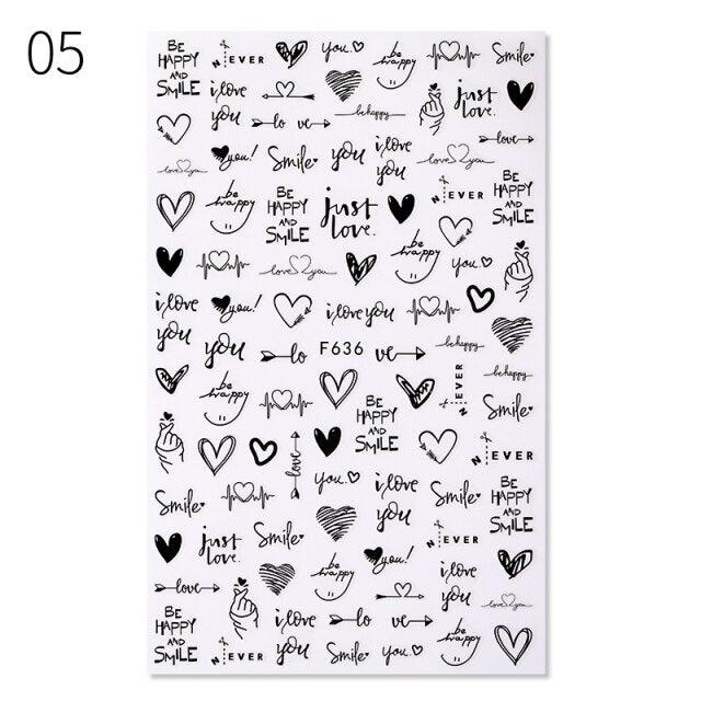 Sexy Lady Pattern 3D Nail Stickers Character Image Decals Slider Valentine Black White Nail Art Decoration Strip Line Nail Decal Self-Adhesive 3D Wave Design Decoration for Women Girls Art Stickers Decal Decoration Metallic Curve Strip Line Nail