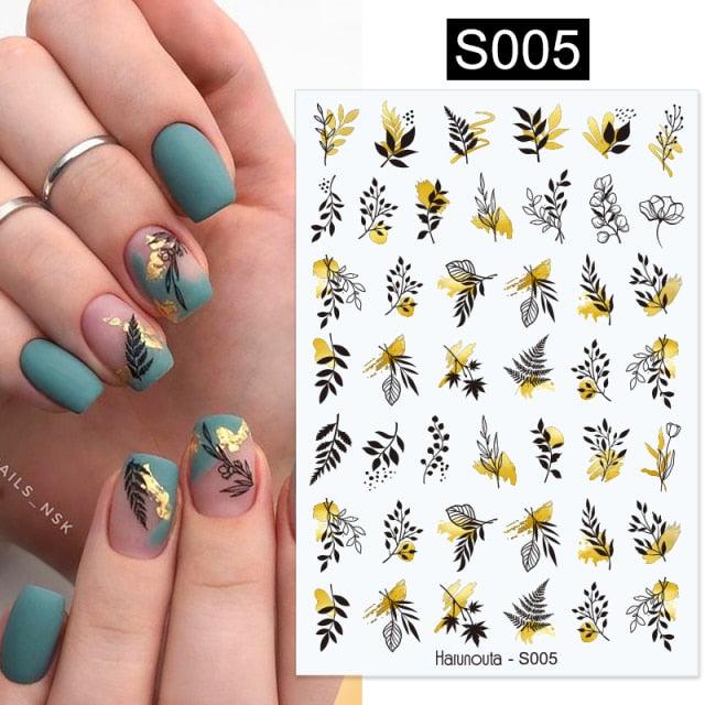 Sexy Lady Shaped 3D Nail Stickers Character Face Image Leaves Flower Decals Slider Black White Nail Art Decoration Manicure Decoration Nail Art Supplies 3D Self-Adhesive Nail Decals Designer Nail Stickers for Acrylic Nails