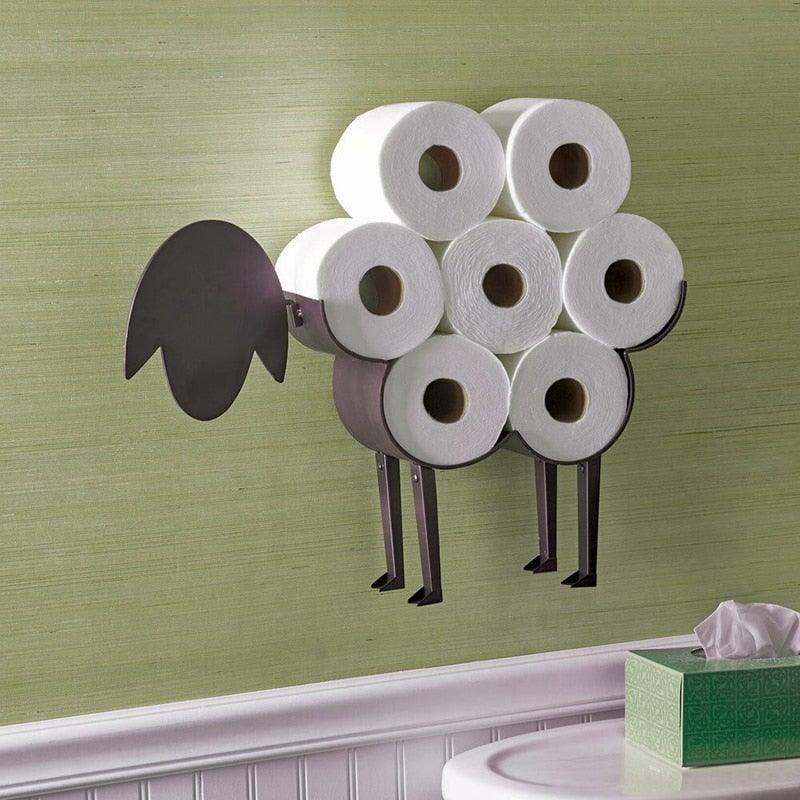 Sheep Decorative Toilet Paper Holder Bathroom Hardware Tissue Storage Toilet Roll Holder Bathroom Accessories Iron Paper Storage Sheep Toilet Paper Roll Holder  Metal Wall Mounted  Free Standing Bathroom Tissue Storage
