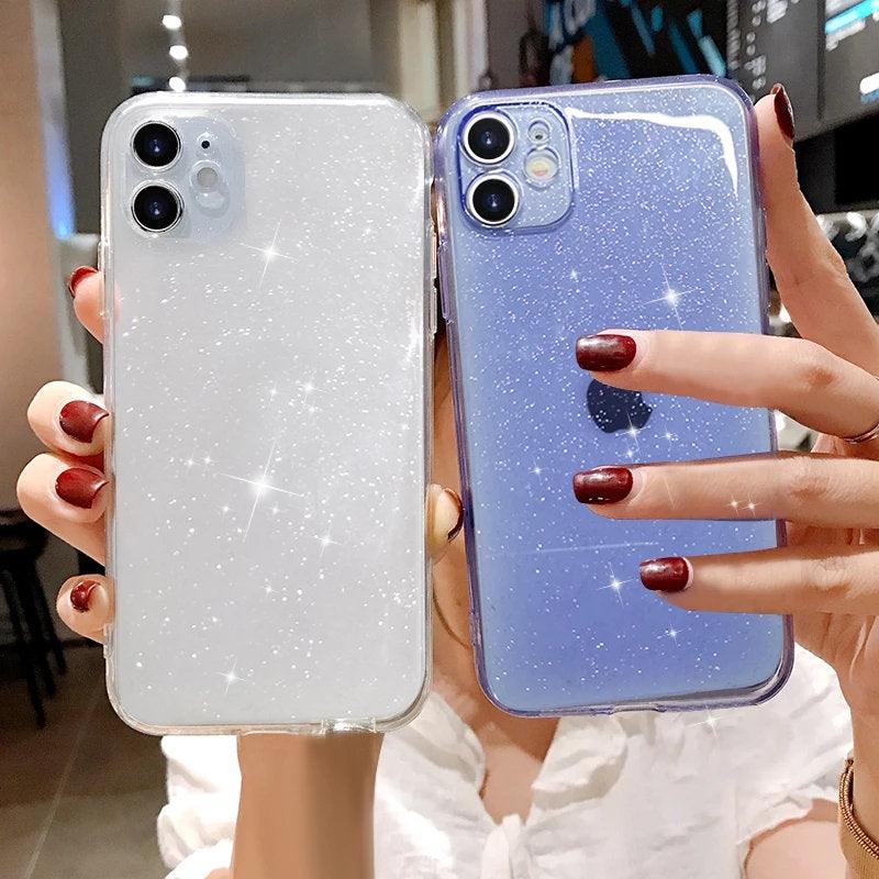 Shiny Candy Color Glitter Transparent Phone Case For iPhone 11 Pro X XR XS Max 7 8 Plus 6 6s Soft Silicone Cover Screen Protection Crystal Clear Glitter Transparent Soft Bumper Silicone Sparkling Cover