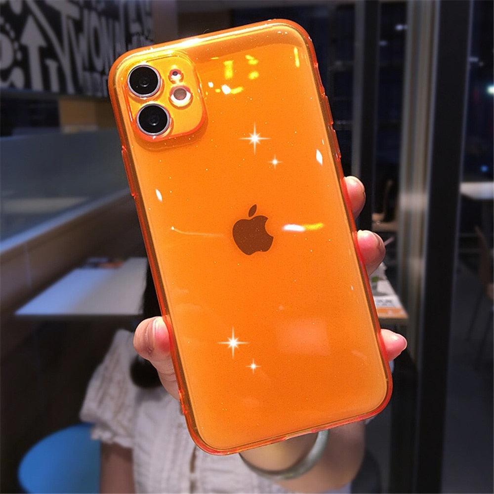 Shiny Candy Color Glitter Transparent Phone Case For iPhone 11 Pro X XR XS Max 7 8 Plus 6 6s Soft Silicone Cover Screen Protection Crystal Clear Glitter Transparent Soft Bumper Silicone Sparkling Cover