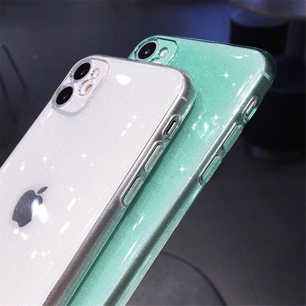 Shiny Candy Color Glitter Transparent Phone Case For iPhone 11 Pro X XR XS Max 7 8 Plus 6 6s Soft Silicone Cover Screen Protection Crystal Clear Glitter Transparent Soft Bumper Silicone Sparkling Cover
