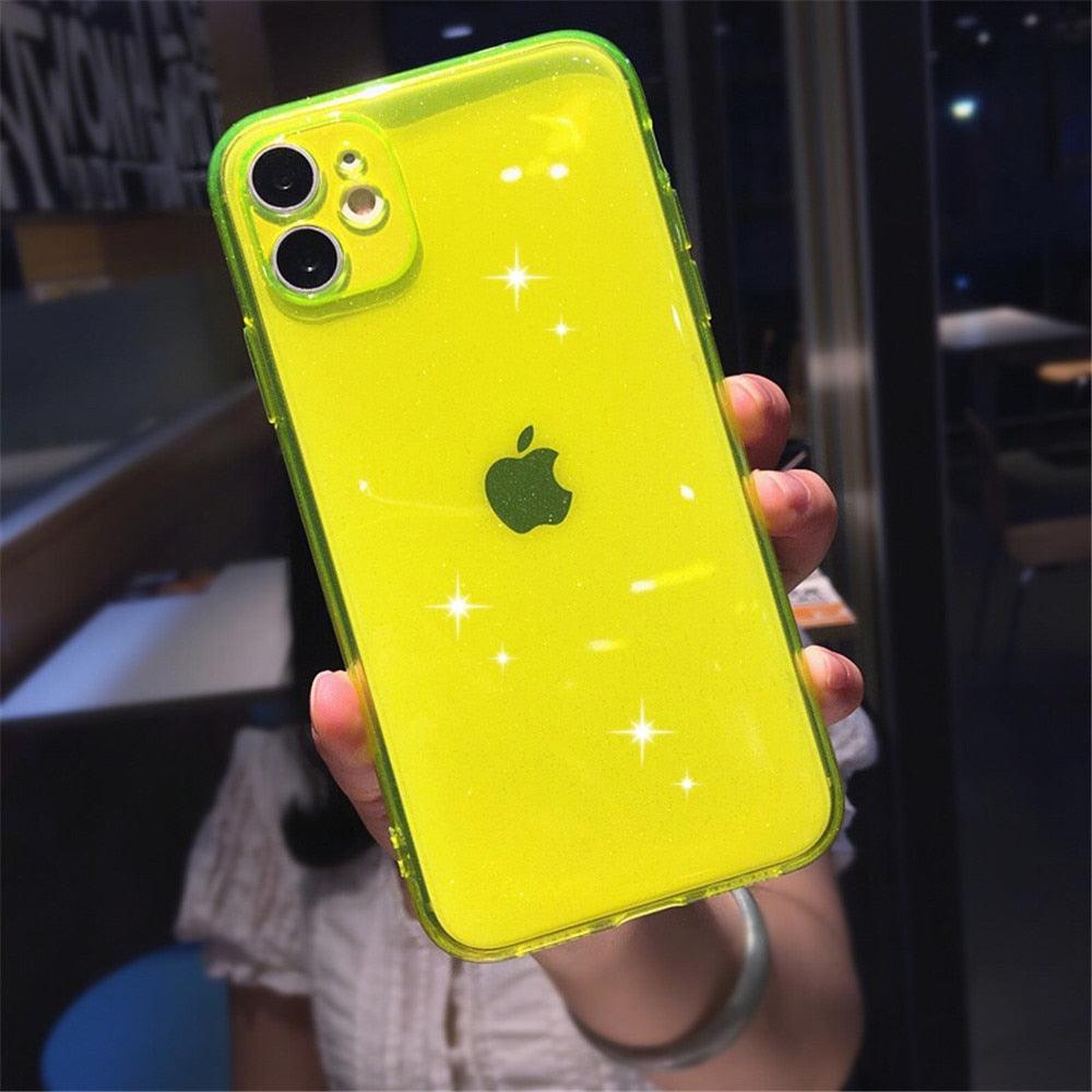 Shiny Candy Color Glitter Transparent Phone Case For iPhone 11 Pro X XR XS Max 7 8 Plus 6 6s Soft Silicone Cover Screen Protection Crystal Clear Glitter Transparent Soft Bumper Silicone Sparkling Cover