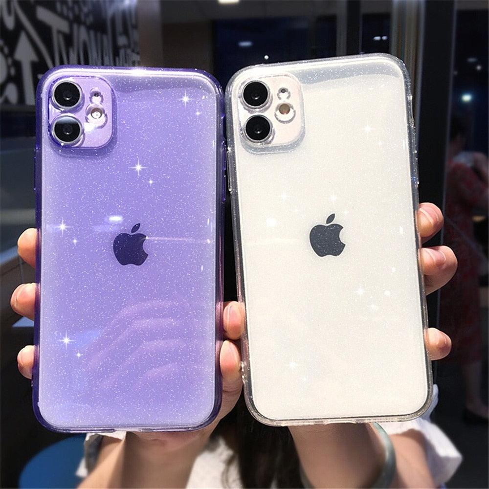 Shiny Candy Color Glitter Transparent Phone Case For iPhone 11 Pro X XR XS Max 7 8 Plus 6 6s Soft Silicone Cover Screen Protection Crystal Clear Glitter Transparent Soft Bumper Silicone Sparkling Cover