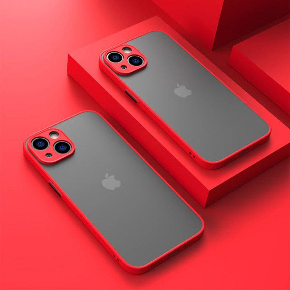 Shockproof Armor Case For iPhone 14 13 12 11Pro Max XR XS X Black Men Luxury Silicone Bumper Clear Hard Cover Silicone Armor Bumper Clear Hard Cover