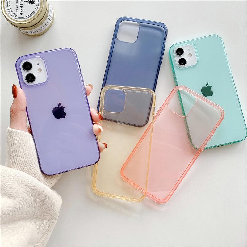 Shockproof Bumper Cover Anti-Scratch Protective Slim Thin Phone Case for iPhone Candy Color Transparent Silicone Phone Case For iPhone 14 12 13 Mini 14 Pro Max Clear Soft Cover