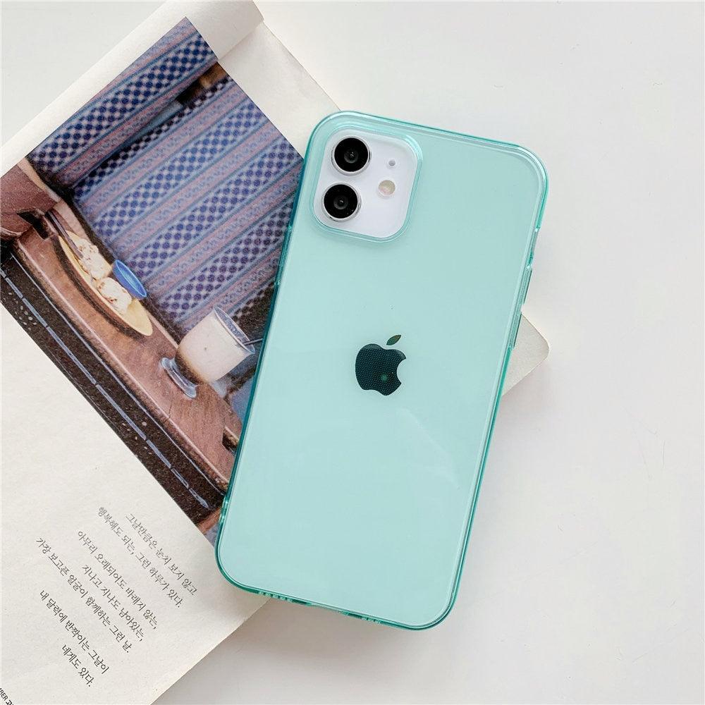 Shockproof Bumper Cover Anti-Scratch Protective Slim Thin Phone Case for iPhone Candy Color Transparent Silicone Phone Case For iPhone 14 12 13 Mini 14 Pro Max Clear Soft Cover