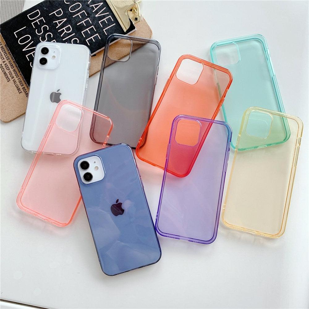 Shockproof Bumper Cover Anti-Scratch Protective Slim Thin Phone Case for iPhone Candy Color Transparent Silicone Phone Case For iPhone 14 12 13 Mini 14 Pro Max Clear Soft Cover
