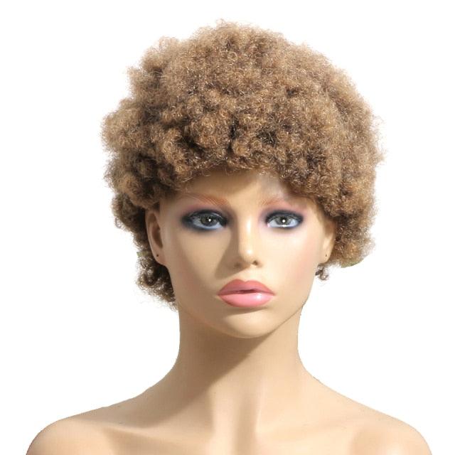 Short Afro Curly Human Hair Full Machine Wigs for Women 150% Density Short Hair Pixie Cut Wig Remy Human Hair Afro Wig For Black Women Gifts for Girlfriends