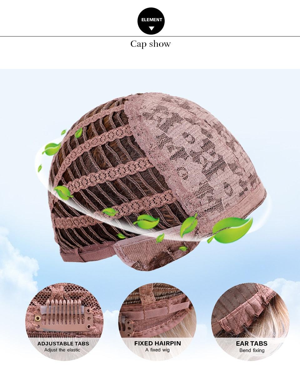 Short Synthetic Straight Bob Wig with Side Fringe Mixed Brown Color Natural Hairline Heat Resistant Party Wigs For Black Women Cosplay Wigs For Women