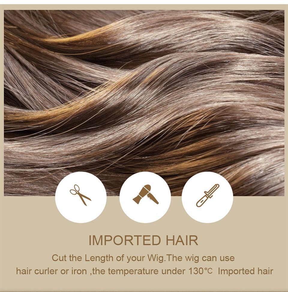Short Synthetic Straight Bob Wig with Side Fringe Mixed Brown Color Natural Hairline Heat Resistant Party Wigs For Black Women Cosplay Wigs For Women