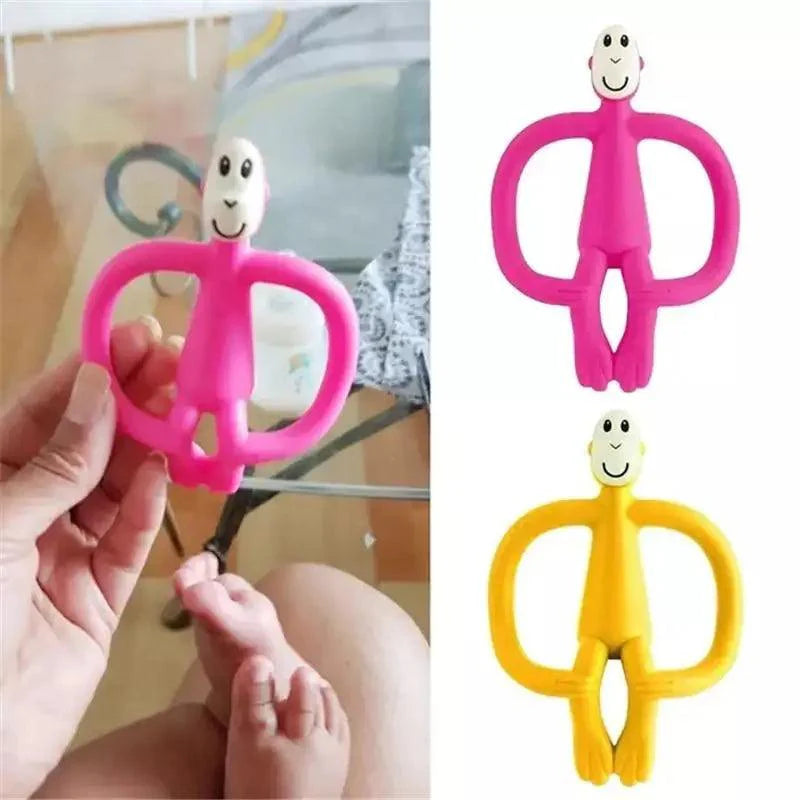 Silicone Cartoon Monkey Toddler Molar Teeth Pain Relief Tool Kids Teether  Teething Beads Baby Shower Gift