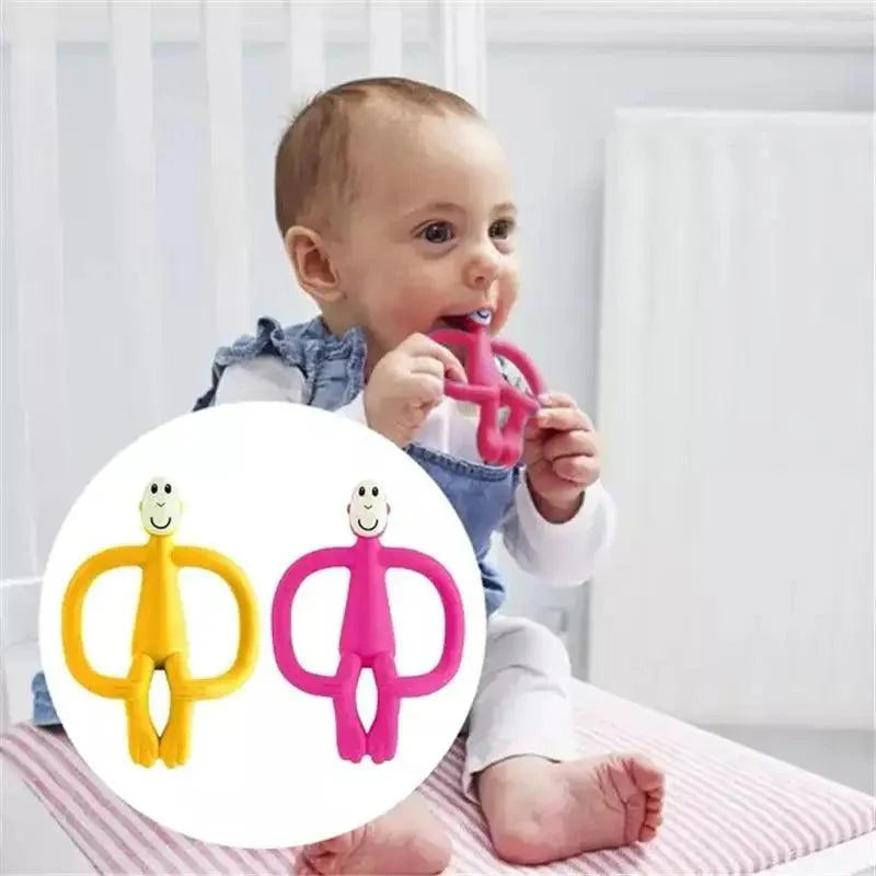 Silicone Cartoon Monkey Toddler Molar Teeth Pain Relief Tool Kids Teether  Teething Beads Baby Shower Gift