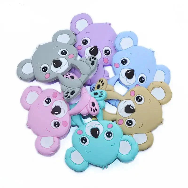 Silicone Teether Animal Koala Baby Teether Pendant Food Grade BPA Free Baby Teething Chew Charms Silicone Beads Toy