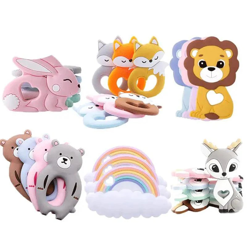Silicone Teether Rodent Cartoon Animals 1pc Food Grade Silicone Pandents,  Teething Toys For Teeth Tiny Rod Baby Teethers Gift