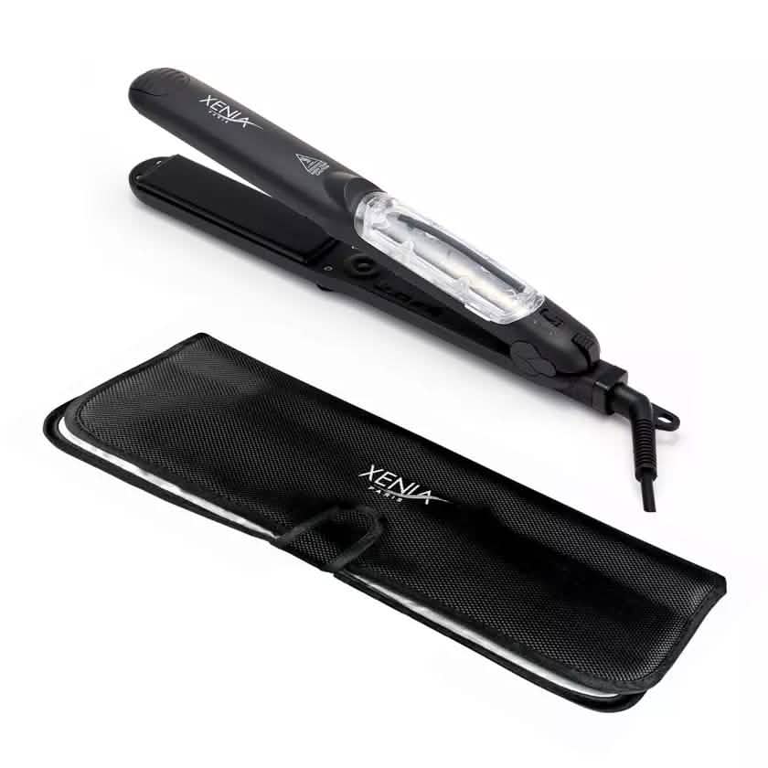 Silk Steam 1.25" Ceramic Steamer Flat Iron with Protective Heat Station Mat