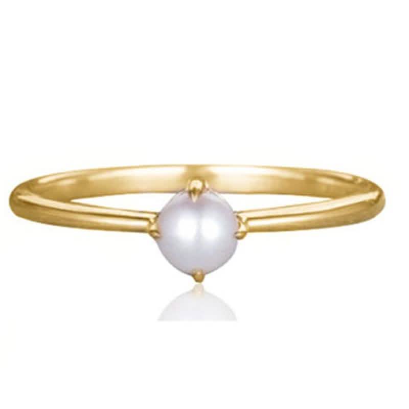 Simple Dainty Pearl Ring In 18Kt Gold