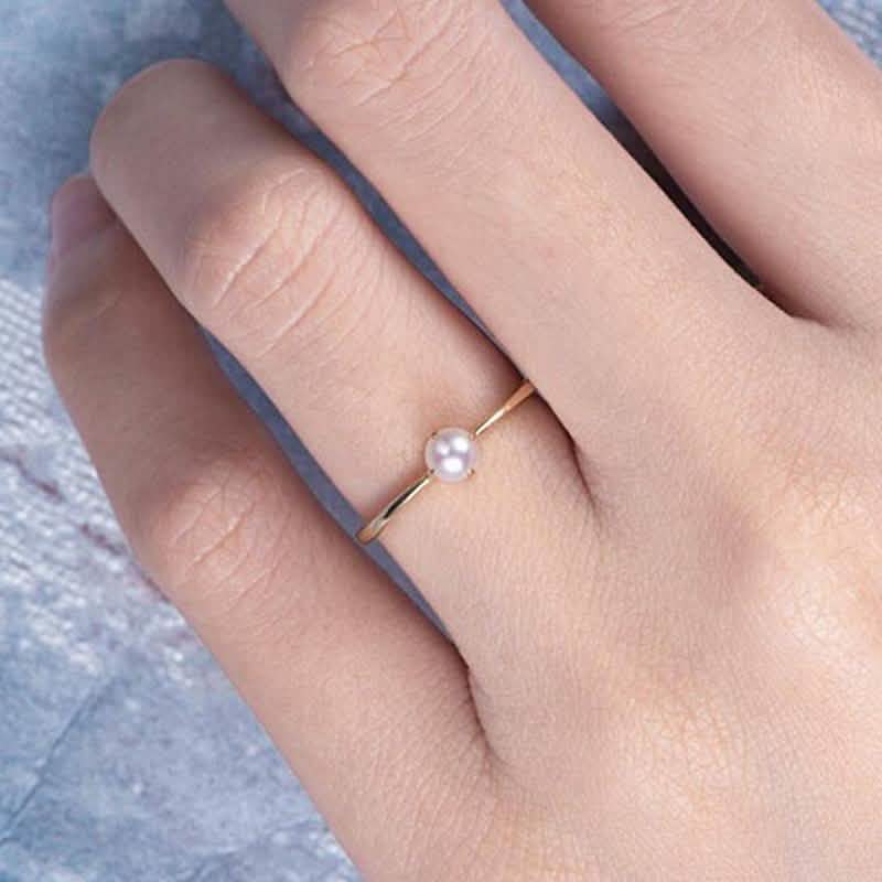 Simple Dainty Pearl Ring In 18Kt Gold