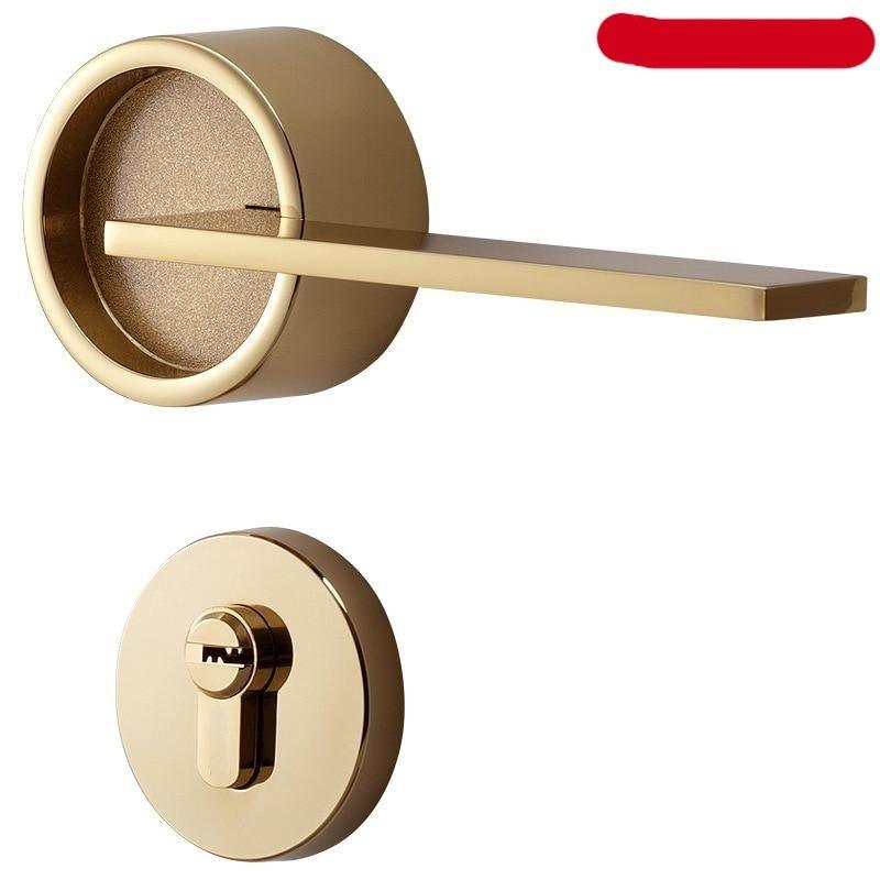 Simple Golden Split Lock Zinc Alloy Indoor Wooden Door Lock Magnetic Mute Bedroom Door Lock Universal Handle Lock Key Pin For Bedroom Bathroom Interior Privacy Door