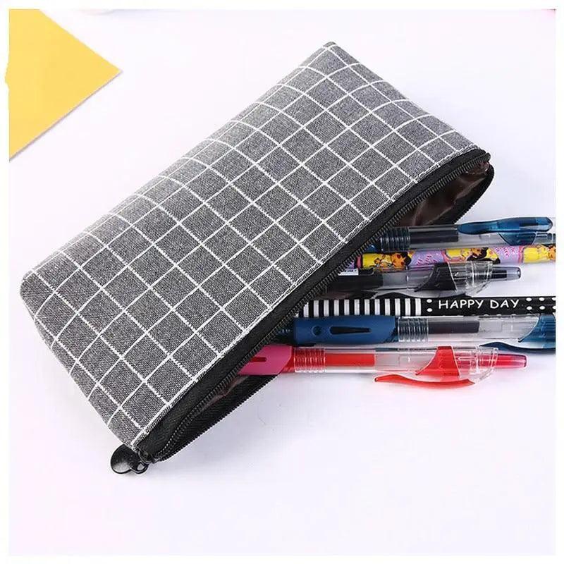 Simple Striped Color Design Pencil Cases For Students Retro Large Capacity Stationery School Pouch