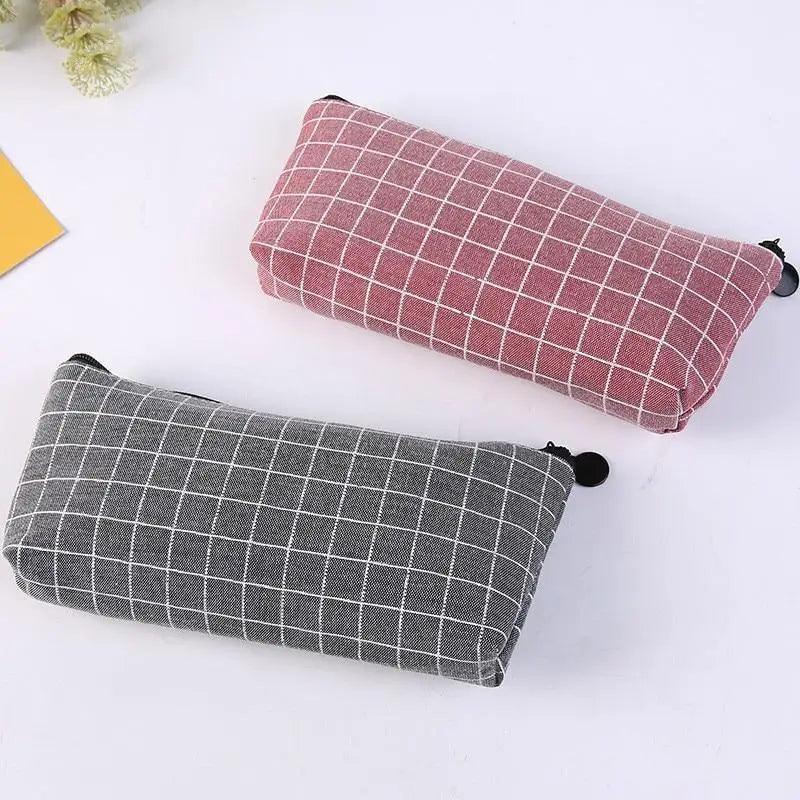 Simple Striped Color Design Pencil Cases For Students Retro Large Capacity Stationery School Pouch