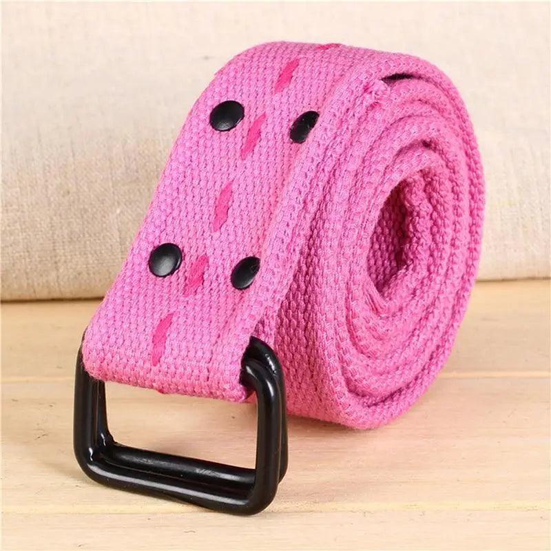 Simple Unisex Waistbands Retro Adjustable One Size Cotton Strap Metal Buckle 116cm Belts For Men