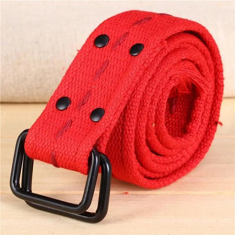 Simple Unisex Waistbands Retro Adjustable One Size Cotton Strap Metal Buckle 116cm Belts For Men