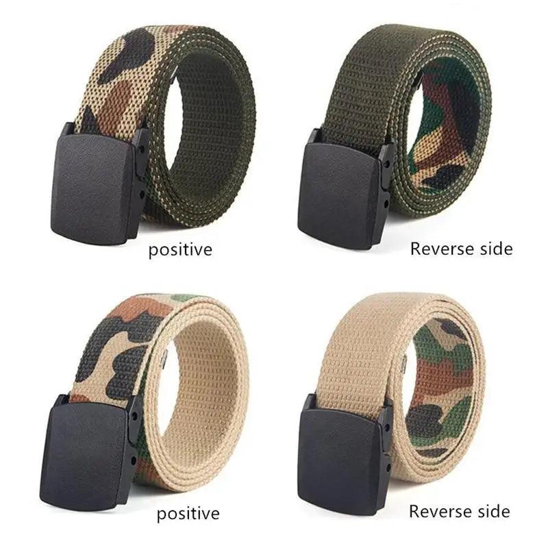 Simple Unisex Waistbands Retro Adjustable One Size Cotton Strap Metal Buckle 116cm Belts For Men