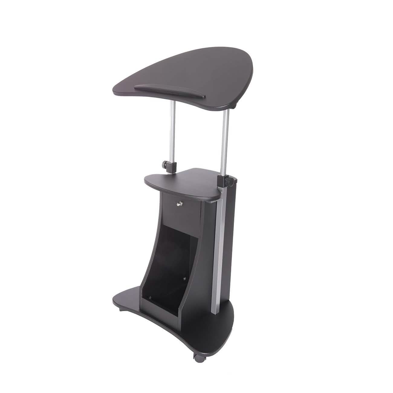 Sit-to-Stand Rolling Adjustable Laptop Cart with Storage