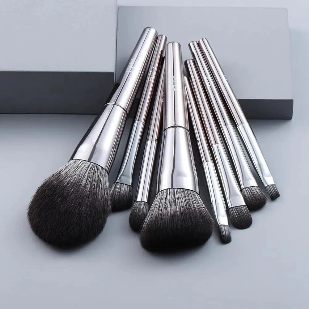 Sizzling 11/8pcs Natural Hair Green Makeup Brushes Foundation Powder Eyeshadow Eyebrow Brush Set Profesional Cosmetic Tool