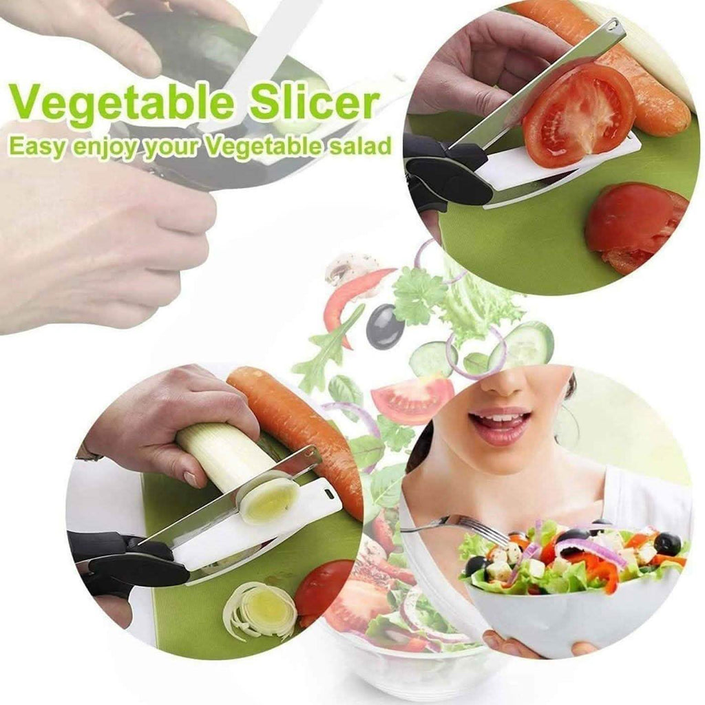 SKEMIX Kitchen Food Scissors, Food Cutter Chopper Clever Stainless Steel Knife with Cutting Board