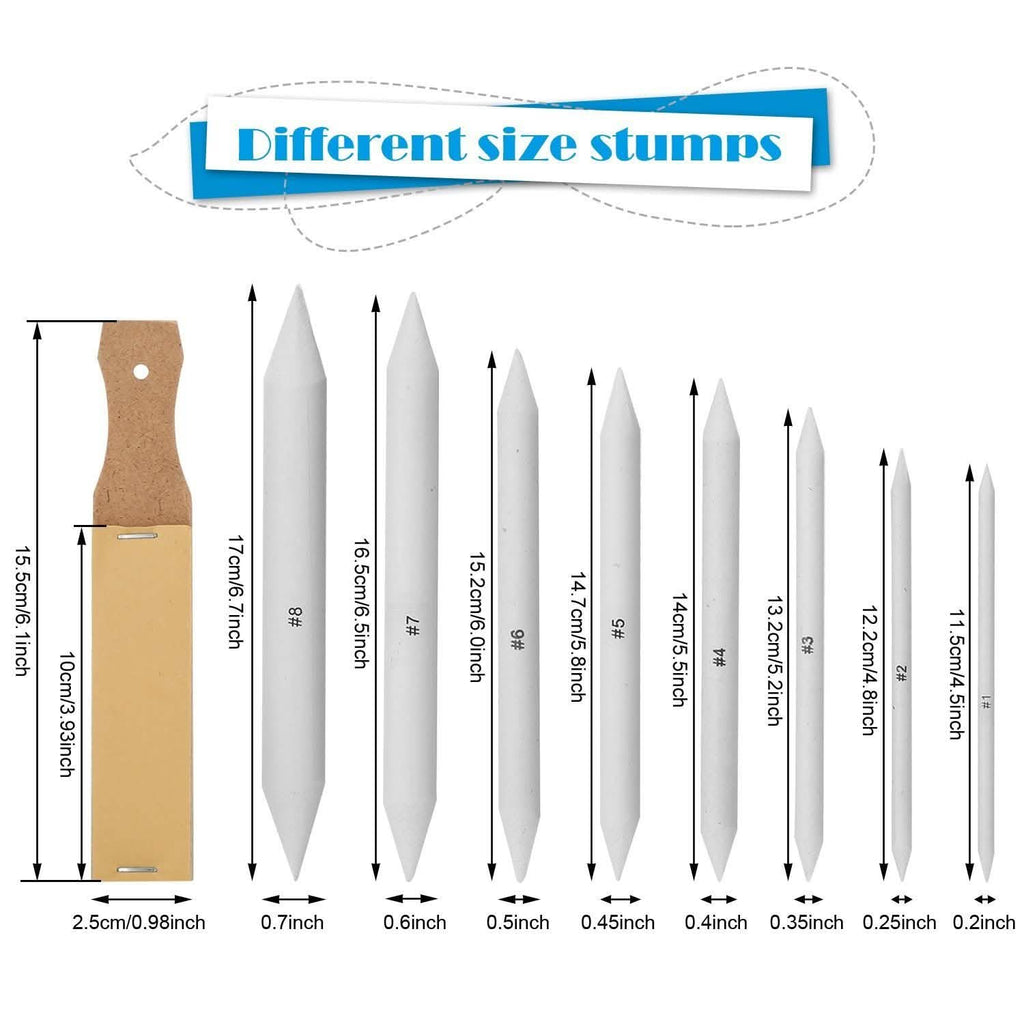Sketch Drawing Tools Blending Stumps Set Sandpaper Pencil Sharpeners Erasers Bag