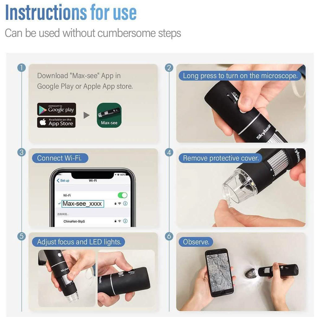Skybasic 50X to 1000X WiFi Handheld Zoom Endoscopic Camera