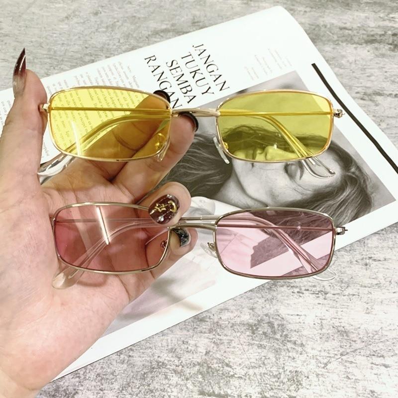 Slender Square Sunglasses Retro Metal Frame Square Sunglasses  Small Vintage & Retro Style Sunglasses Shades Of Rectangle Sunglasses For Women Classic Vintage & Metal Square Frame Sun Glasses Eyewear For Men & Women