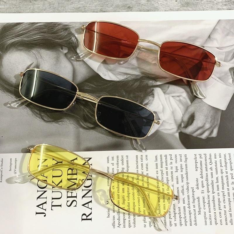 Slender Square Sunglasses Retro Metal Frame Square Sunglasses  Small Vintage & Retro Style Sunglasses Shades Of Rectangle Sunglasses For Women Classic Vintage & Metal Square Frame Sun Glasses Eyewear For Men & Women