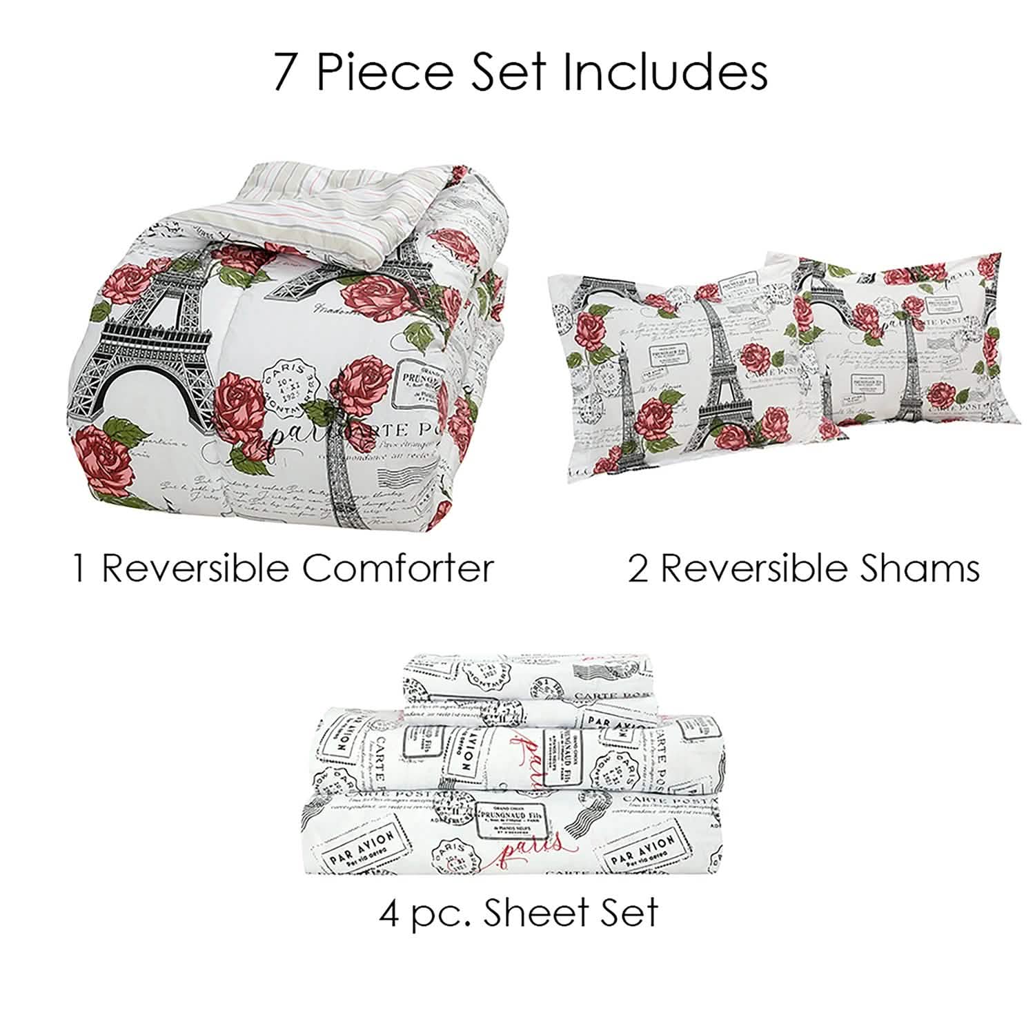 Sloane Street Paris Rose Eiffel Tower Reversible Bed in a Bag