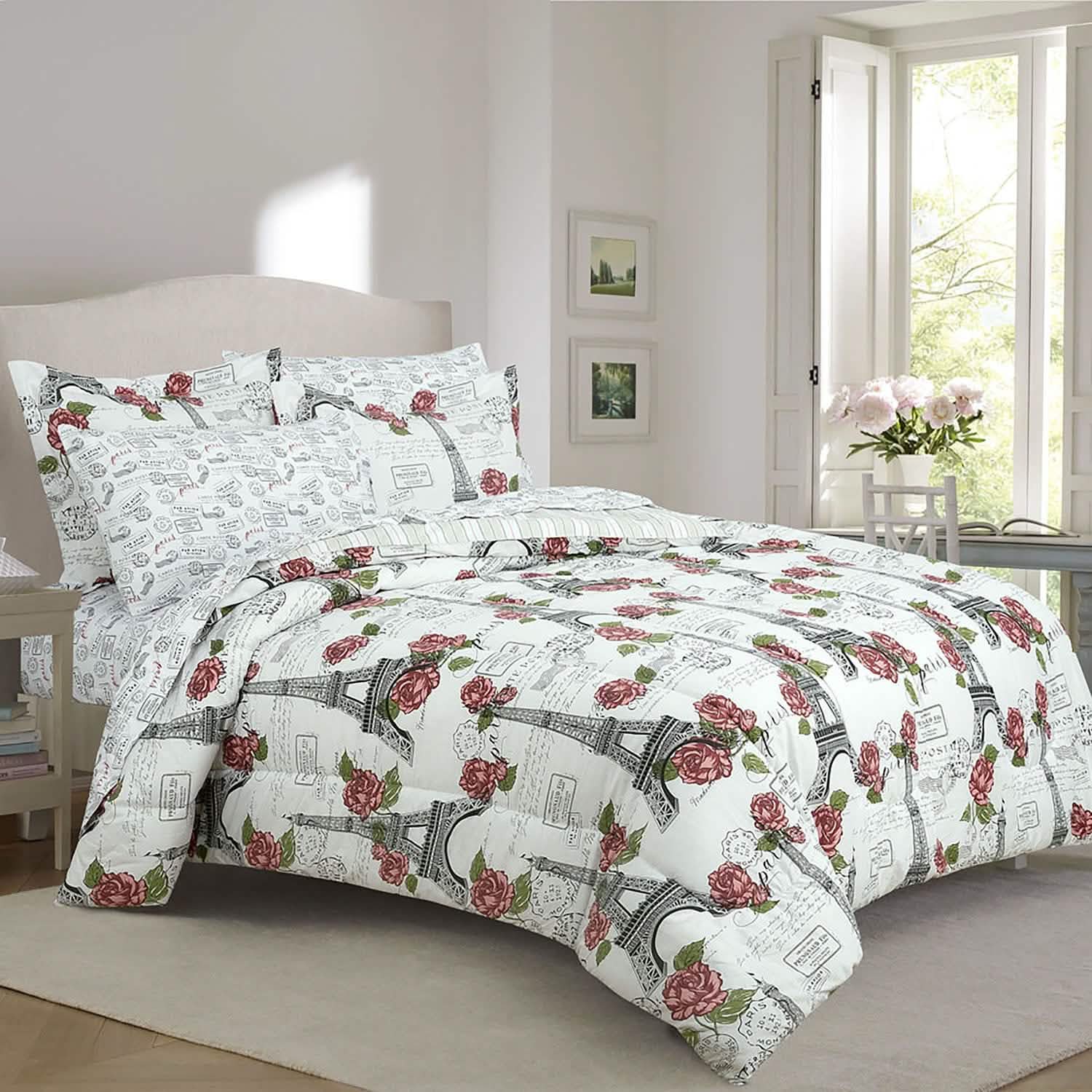 Sloane Street Paris Rose Eiffel Tower Reversible Bed in a Bag