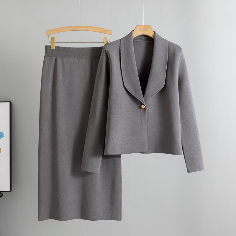 Small suit set skirt two-piece set temperament cardigan sweater jacket skirt set