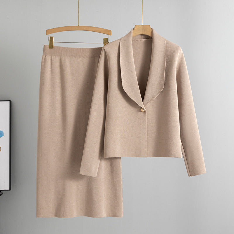 Small suit set skirt two-piece set temperament cardigan sweater jacket skirt set