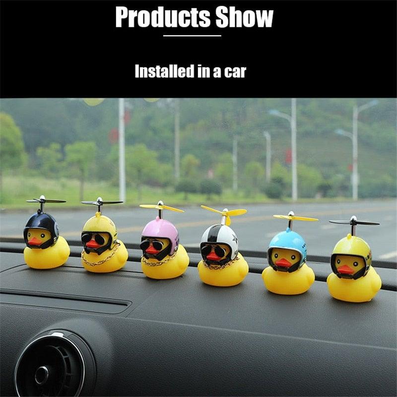 Small Yellow Bike Duck Bicycle Bell Luminous Airscrew Helmet Duck Ducky Bicycle Wind Motor Riding Cycling Lights Horn Rubber Duck Toy Car Ornaments Yellow Duck Car Dashboard Decorations Squeeze Duck Bicycle Horns With Propeller Helmet
