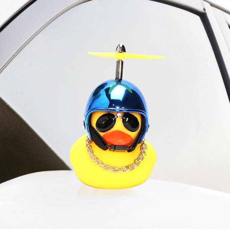 Small Yellow Bike Duck Bicycle Bell Luminous Airscrew Helmet Duck Ducky Bicycle Wind Motor Riding Cycling Lights Horn Rubber Duck Toy Car Ornaments Yellow Duck Car Dashboard Decorations Squeeze Duck Bicycle Horns With Propeller Helmet