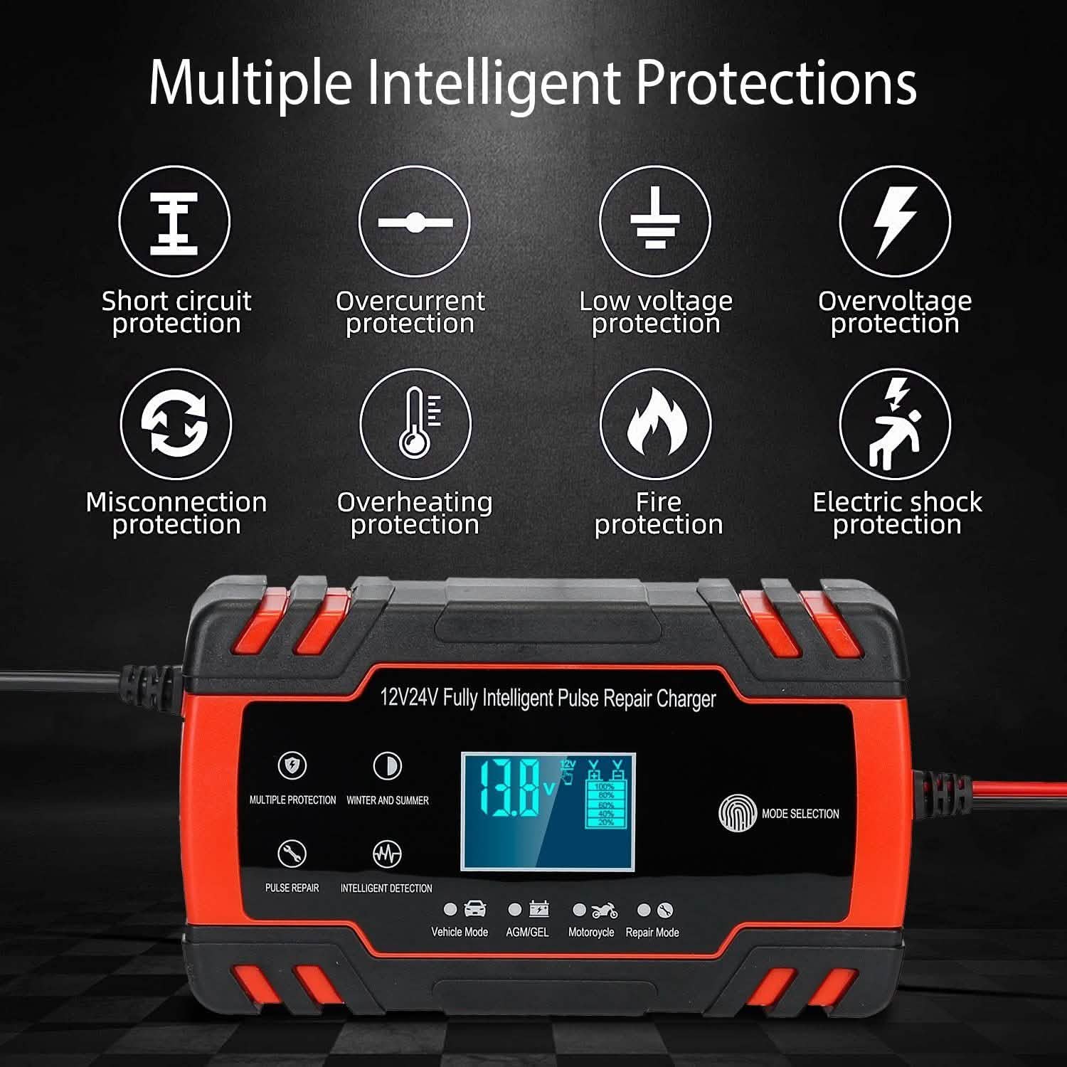 Smart Automatic Battery Charger with LCD Display