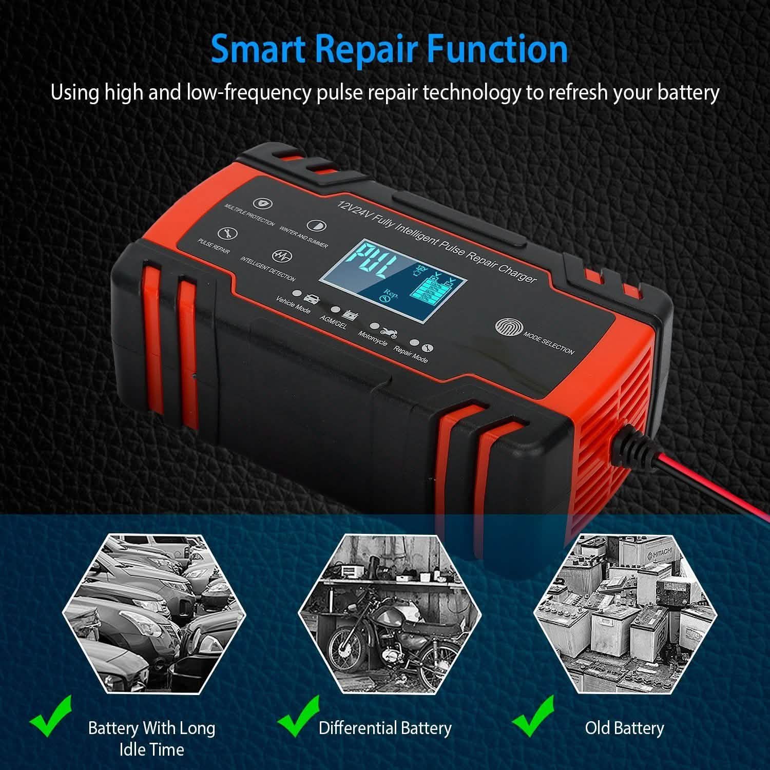 Smart Automatic Battery Charger with LCD Display