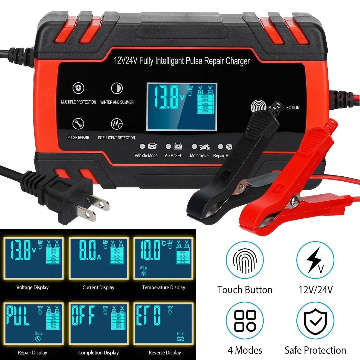 Smart Automatic Battery Charger with LCD Display