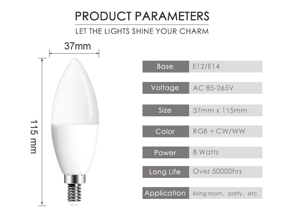 Smart For Home LED Light Bulb E27 E14 GU10 B22 220V 110V  Spot Magic Changeable Lamp Lampada+IR Control Decoration RGB White  Compatible with Alexa Google Home, RGBCW Smart GU10 Bulb, WiFi Smart LED Spot Light Bulb Indoor Decoration